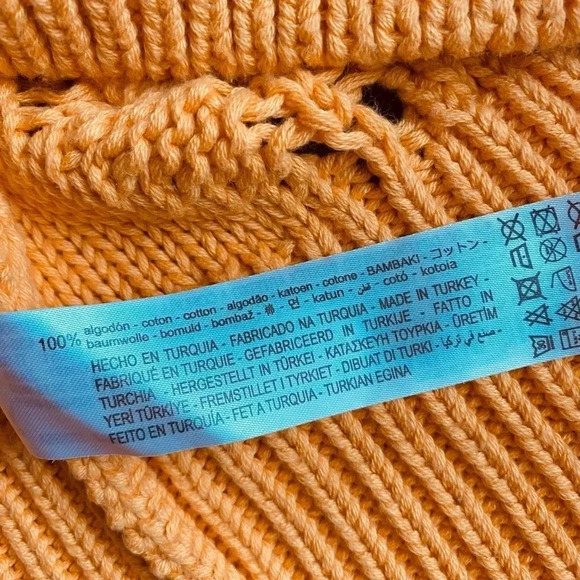 ZARA | Bloggers Fav Orange Knit Ruffled Sleeves Buttoned Short Cardigan Size M - Picture 15 of 15